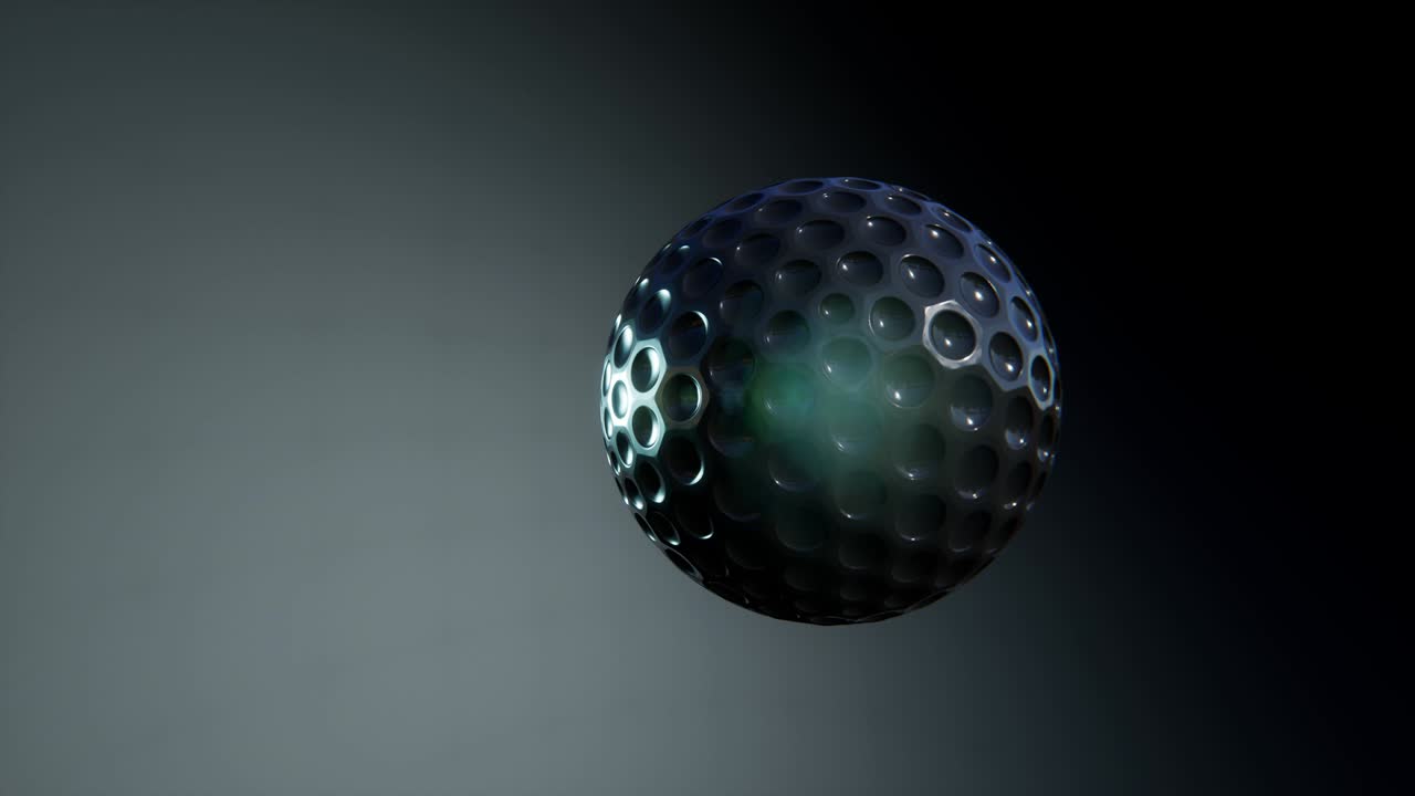 visualización en 3d de una bola de metal girando