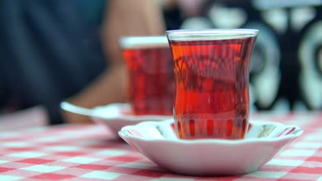 turkish tea at an outdoor cafe