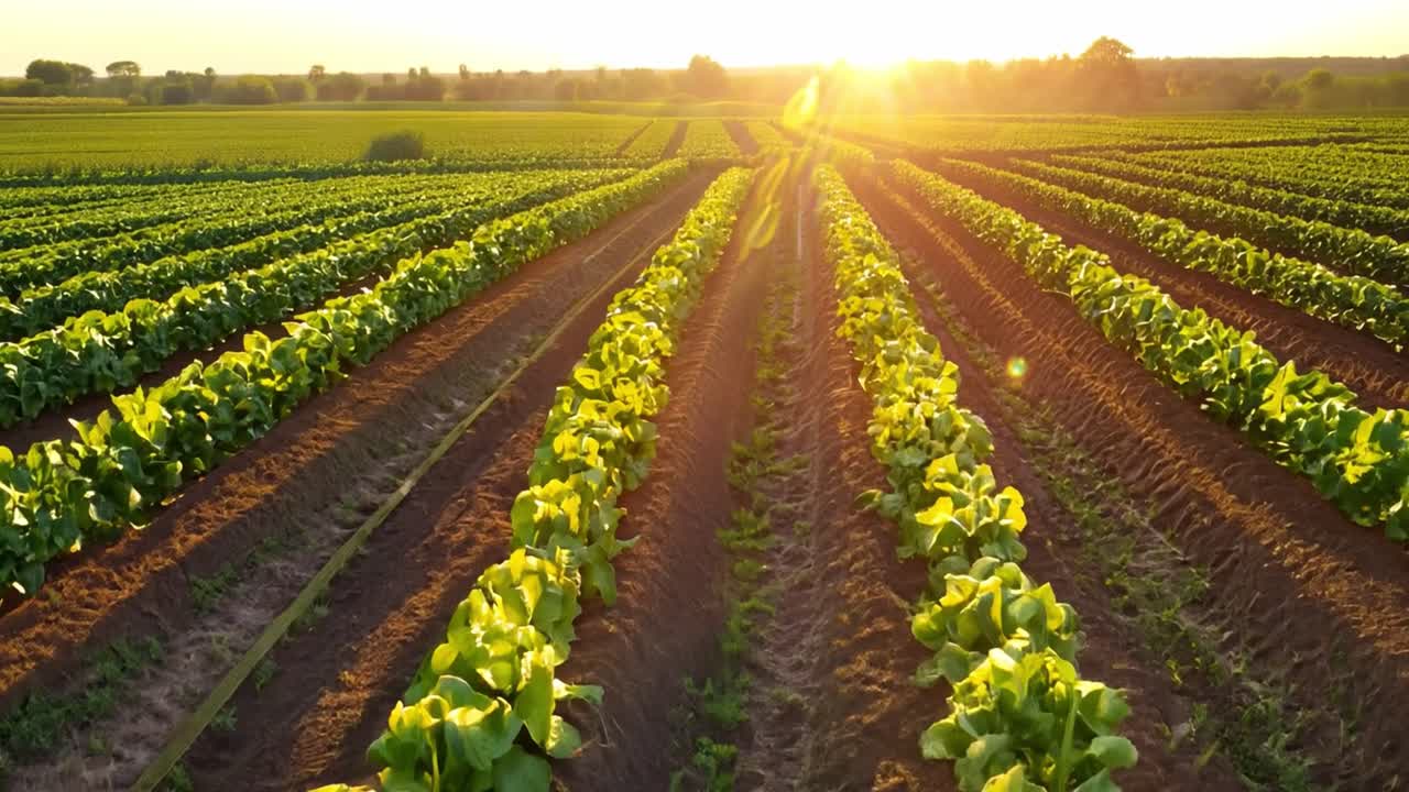 Agricultural field at sunrise