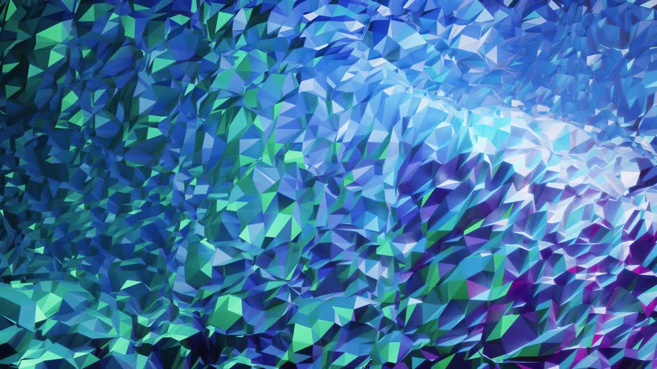 스타일리시 크리에이티브 어브스트랙티브 로우 폴리 배경 4k, 룩으로 반이는 표면 위에서 움직이는 추상적인 파동, 부드러운 부드러운 원활한 애니메이션, 간단한 미니멀리즘 기하학, 블루 그라디언트 색상