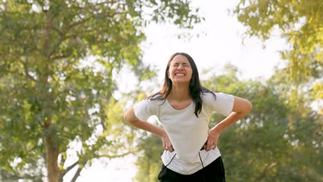 Indian-woman-gets-tired-after-skipping-rope-in-a-park-in-morning