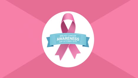 Animation-of-pink-ribbon-logo-and-breast-cancer-text-appearing-on-pink-background