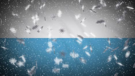 san marino flag falling snow loopable, new year and christmas background, loop