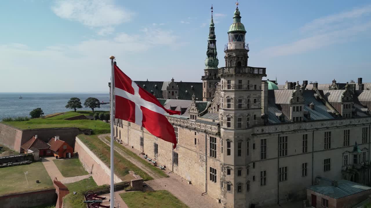 Danish Flag Kronborg - Drone Flyby