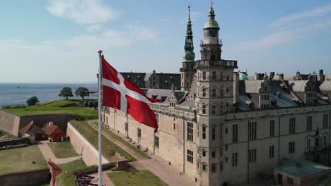 danish flag kronborg - drone flyby