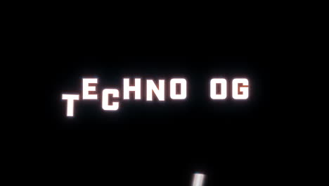 4k text reveal of the word "technology" on a black background