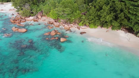 aerial view of the most beautiful beaches and turquoise waters of the seychelles