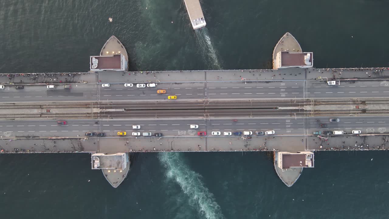 el puente de galata video aéreo de estambul, turquía