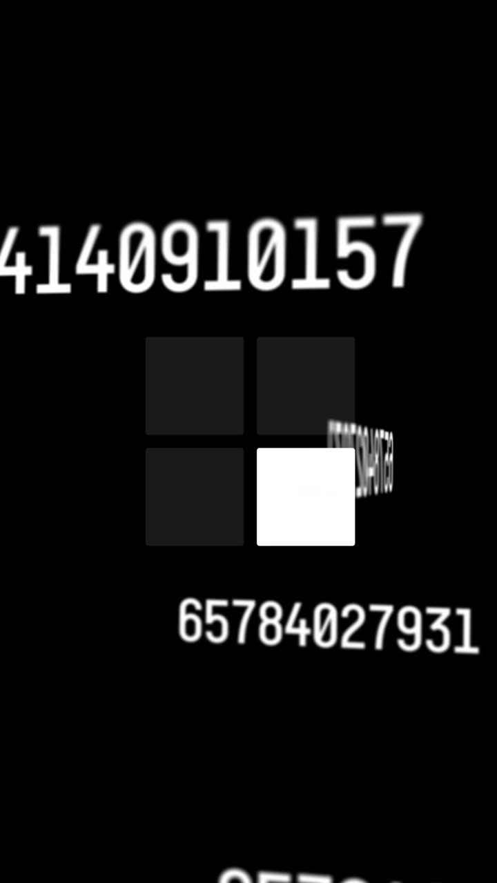 Animation of numbers and loading squares data processing over black background