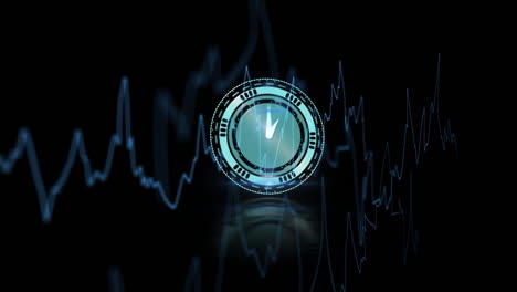 animation of futuristic digital interface with circular design over line graph