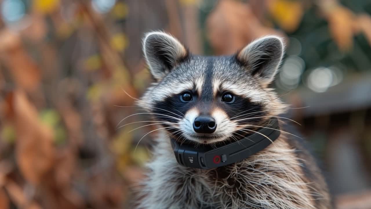 Raccoon with a collar