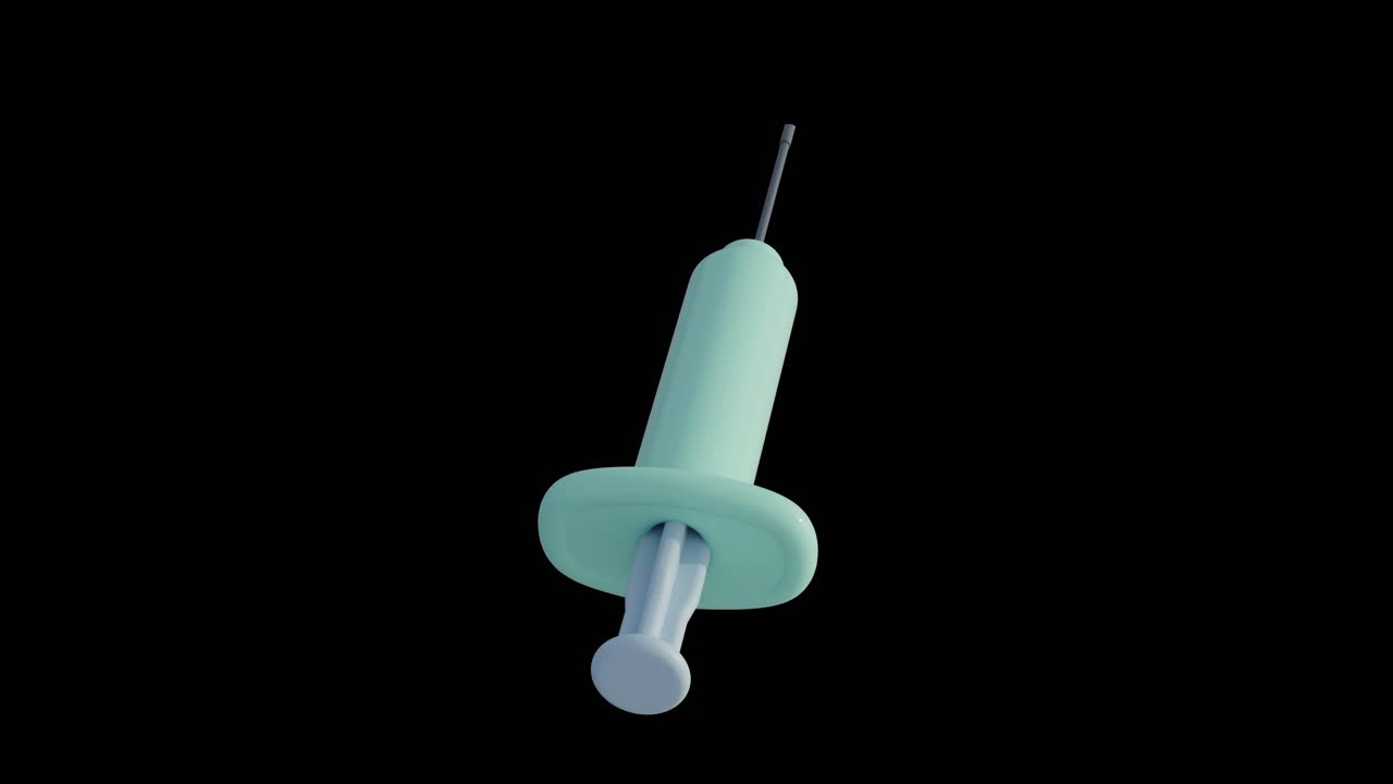 3D rendering of syringe and medical vial on black background