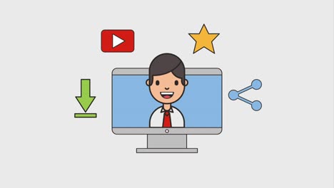 hombre de negocios en el trabajo de red de computadoras