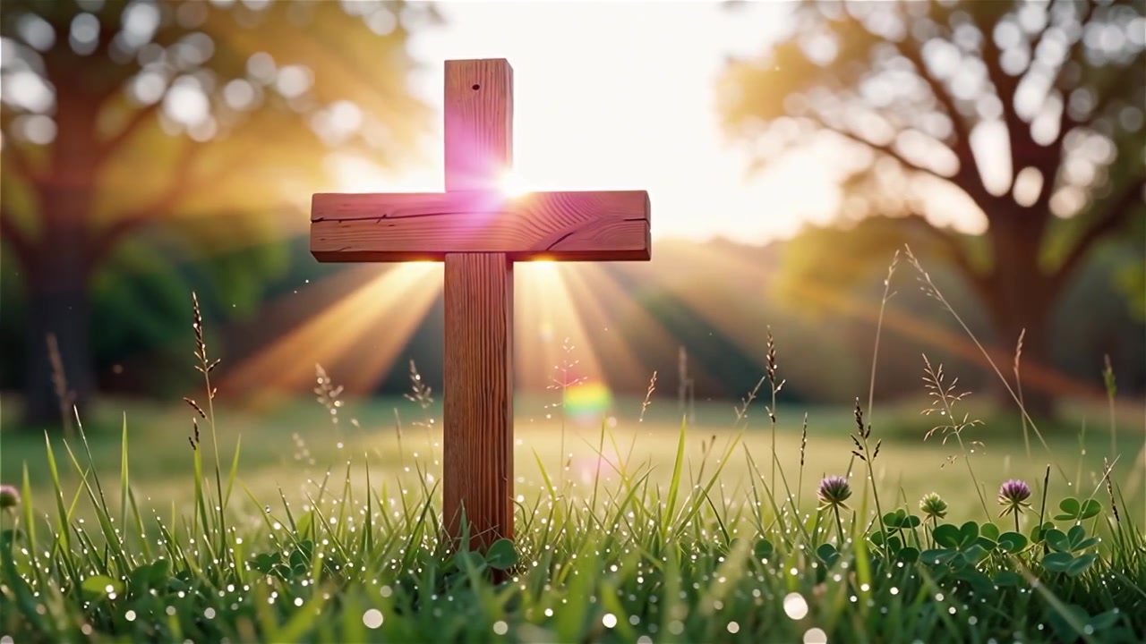 Christian Cross Heavenly Light Worship Background