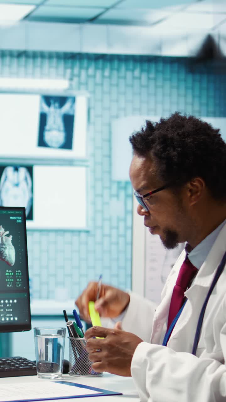 Doctor highlighting dosage of vitamins and painkillers on medical prescription