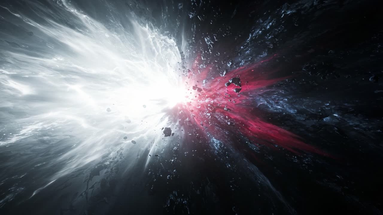 A Cosmic Explosion of Colorful Energy and Light in a Vast Galactic Space, Depicting the Forces of Creation and Destruction in a Stunning Visual Display