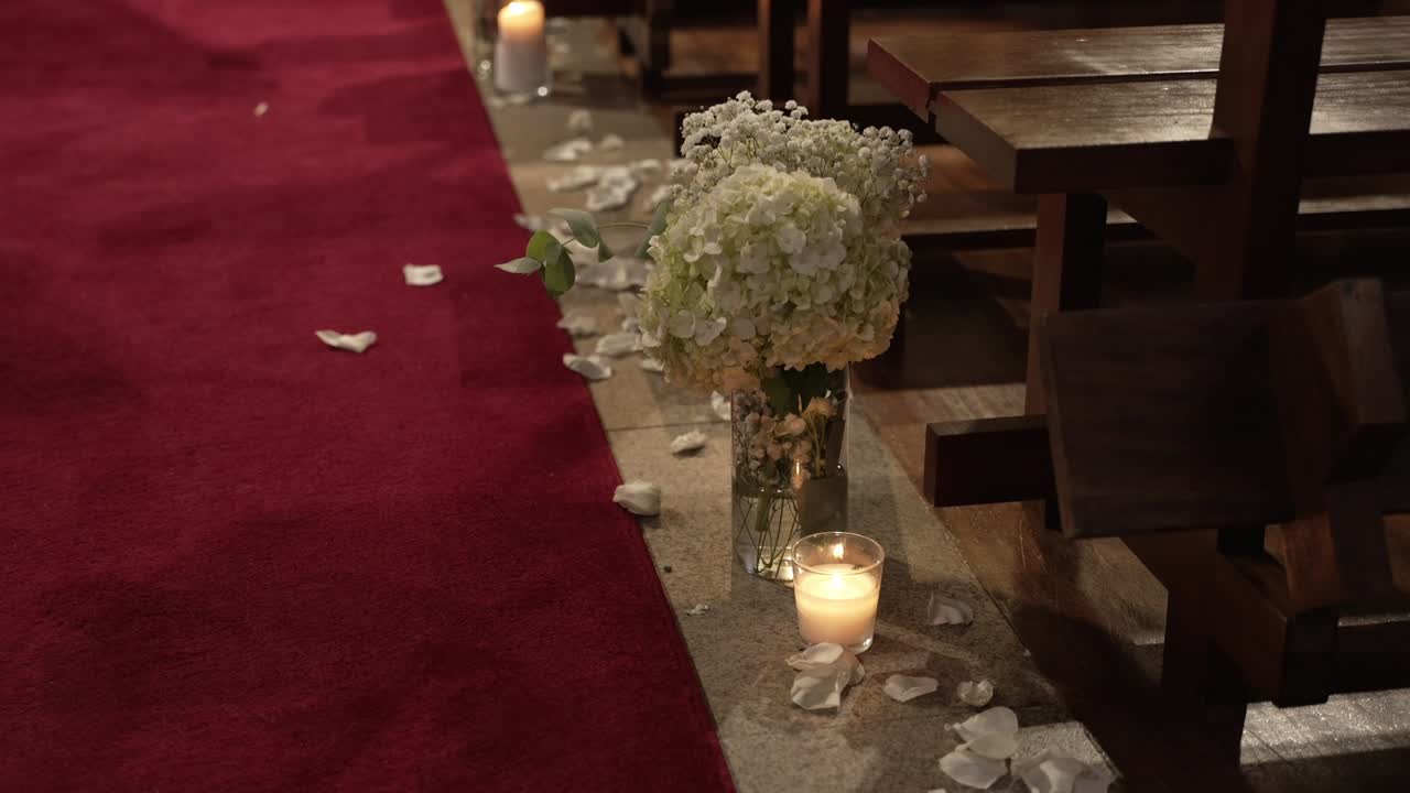 Elegant Wedding Ceremony Setup in a Church