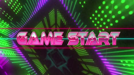 animación del texto de inicio del juego con luces de neón