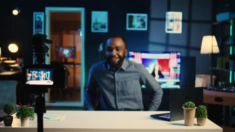 influencer in studio broadcasts live