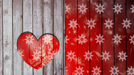 animation of snowflakes over wooden background