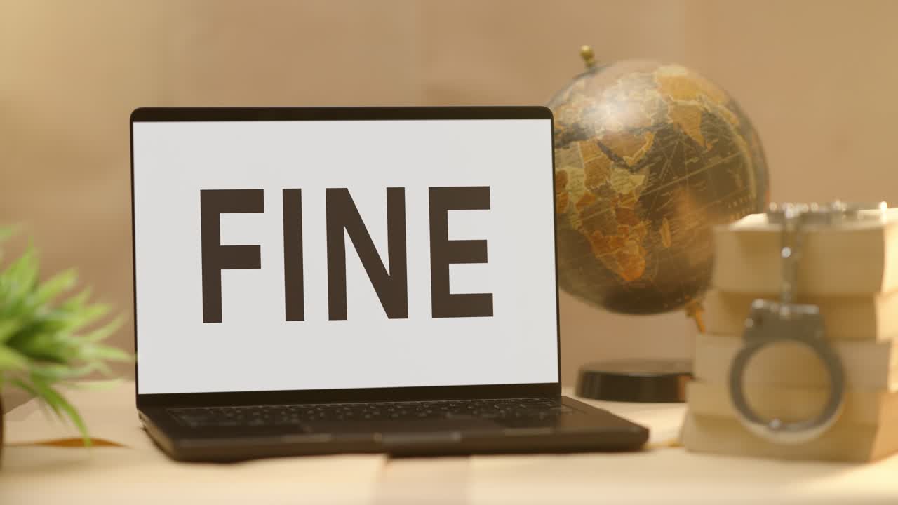 FINE DISPLAYED IN LEGAL LAPTOP SCREEN