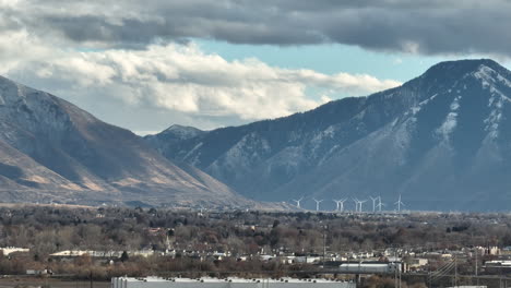 provo utah aerial of windmills and mountains