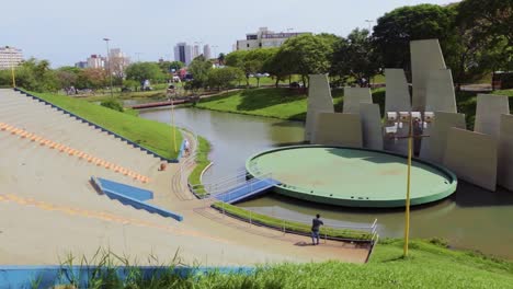 wide shot of stage at vitoria regia park at bauru