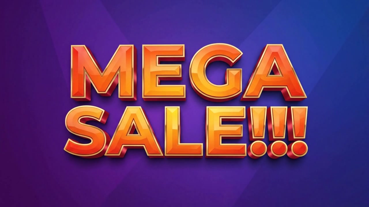 Mega Sale Promotional Text Banner Animation With Vibrant 3D Typography
