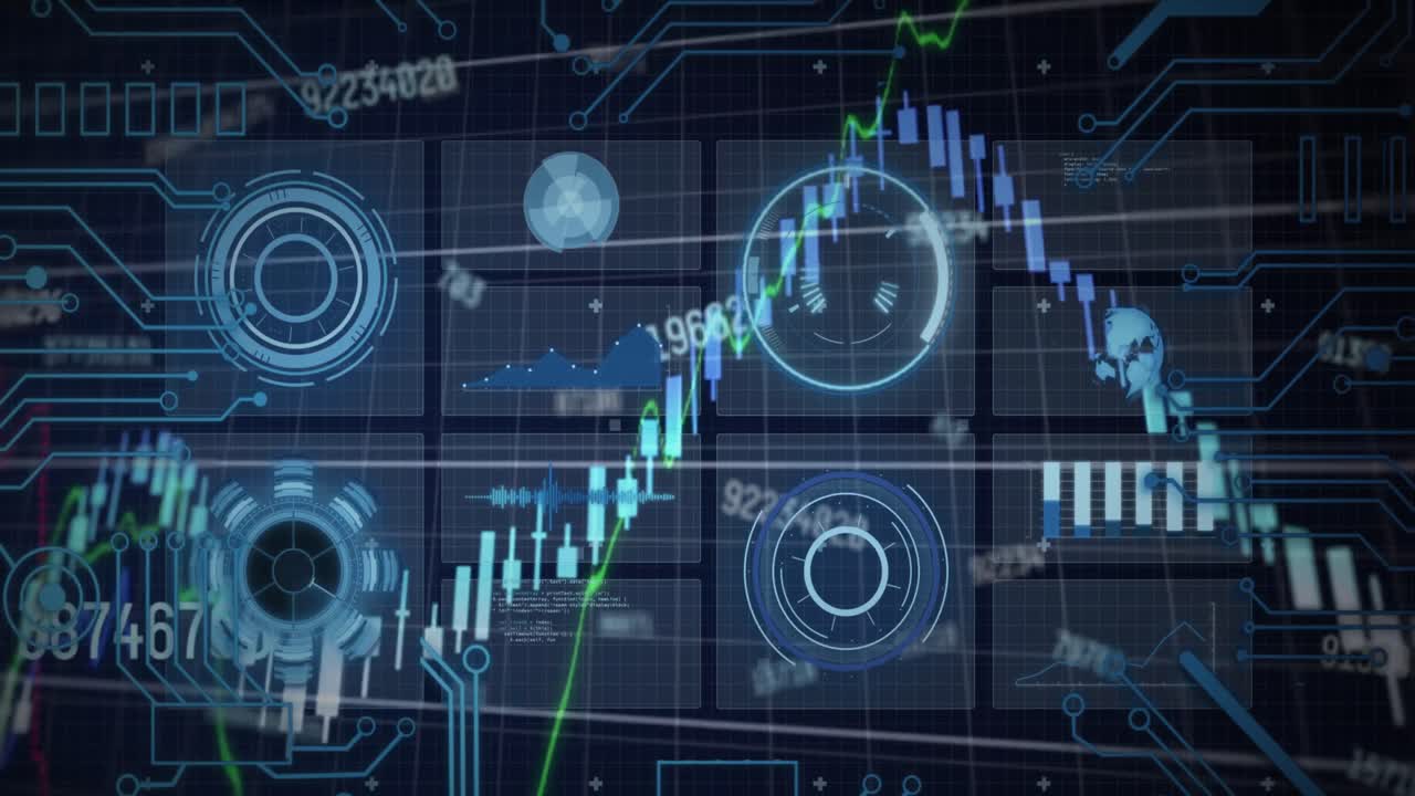 검은 바탕에 스 ⁇  스캐닝과 함께 데이터 처리의 애니메이션