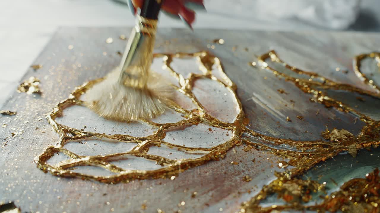 Gold Leaf Painting in Progress