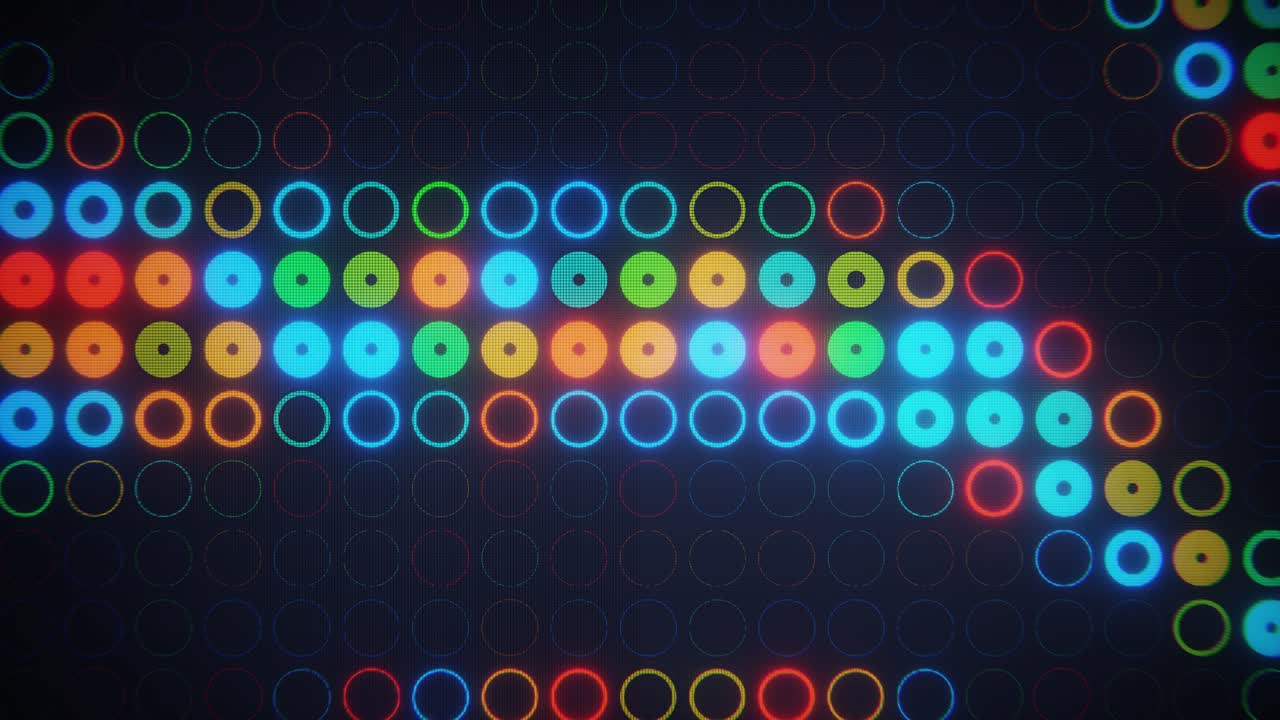 Abstract Digital Display with Pulsating Colorful Circles