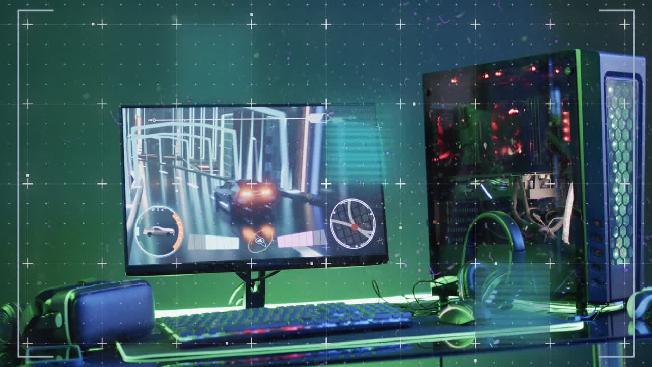 비디오 게임 컴퓨터 장비를 통해 데이터 처리의 애니메이션