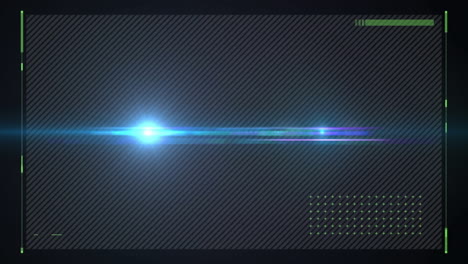 animation of glowing blue light with digital interface on dark striped background