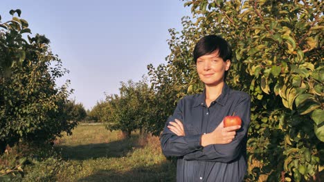 portrait gardener in orchard.