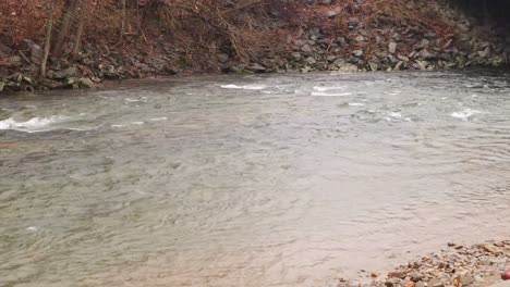 Lazy-river-stream-on-a-rainy-and-cloudy-day-in-the-winter