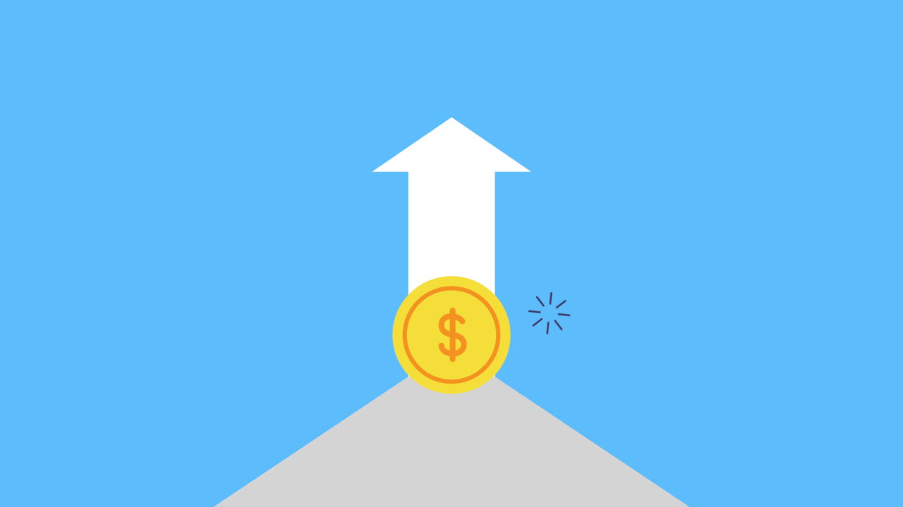 coin money dollar with arrow up animation