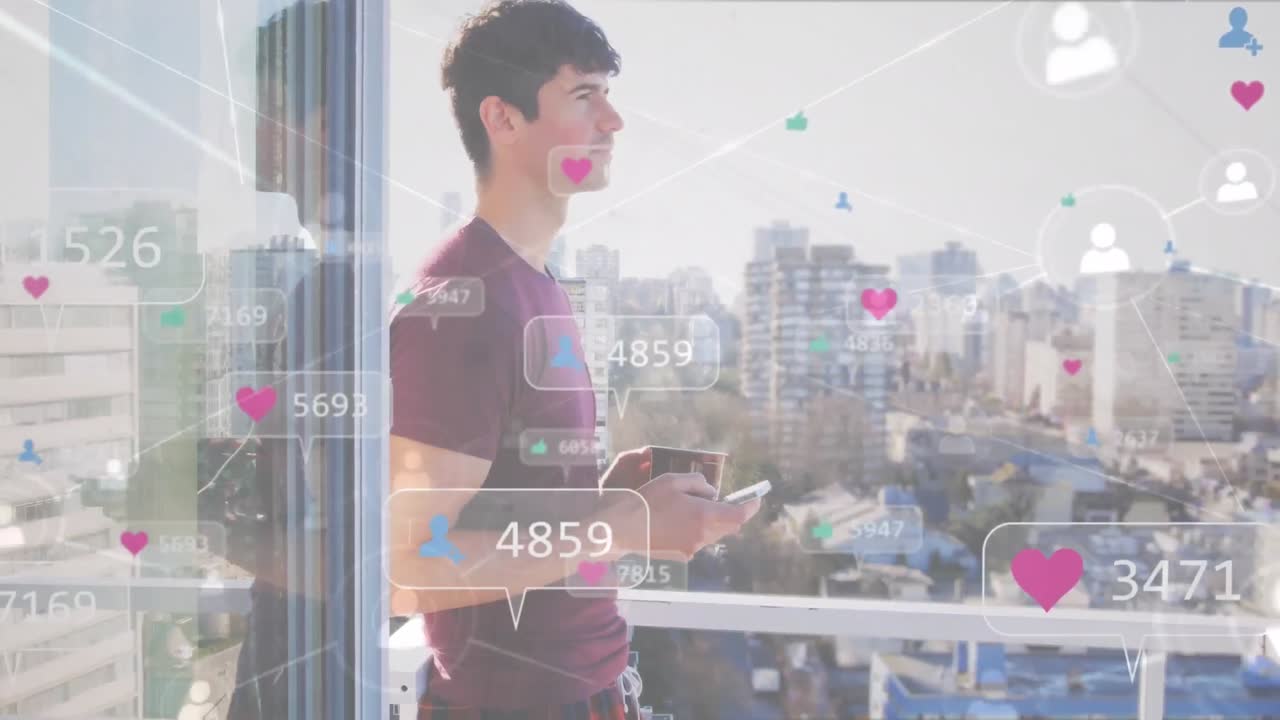 도시 풍경에 대한 연결 네트워크의 애니메이션