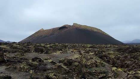 crow volcano. volcano crater and volcanic lava landscape. lava sea. lanzarote. canary islands.