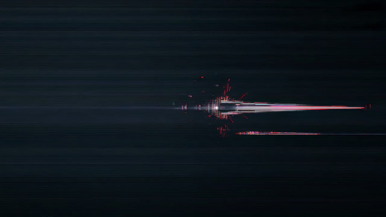 Displaying television test pattern on broadcast screen, pulsing bars into glitch line distortions