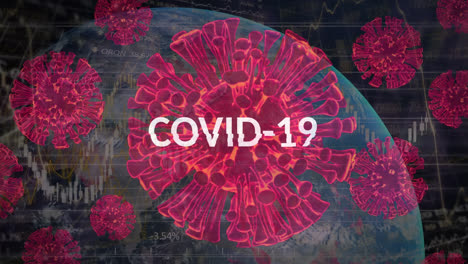 animation of covid 19 text, cells and data processing