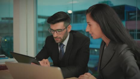 caucasian business people wear suit discussing brainstorming meeting