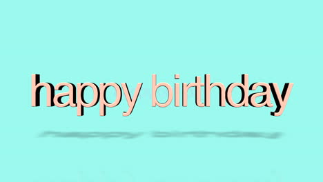 3d pink and blue happy birthday text on blue background