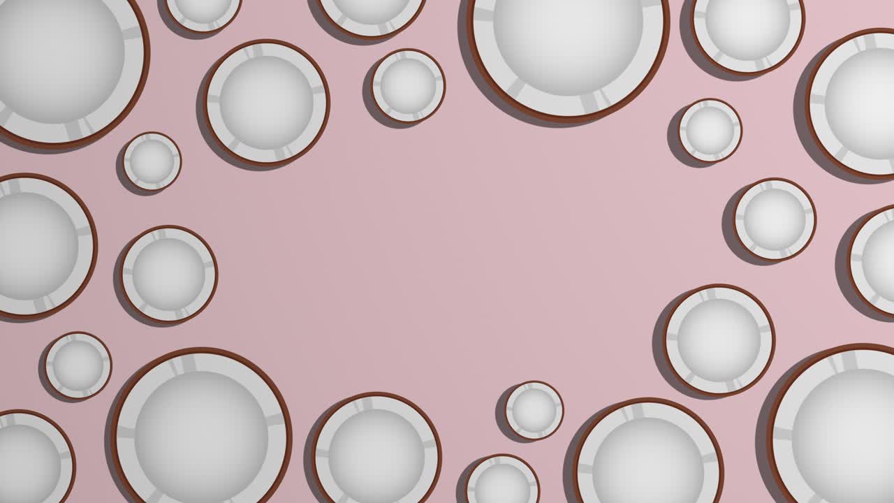 Rotating coconut slices pattern and copy space