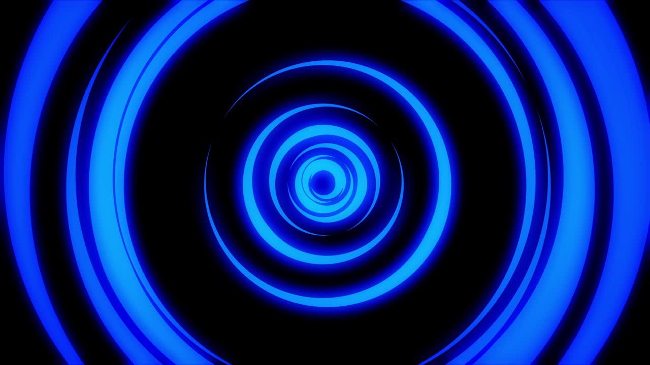 animación abstracta de un túnel de neón ligero formado por anillos móviles coloridos sobre un fondo negro. animación. abstracción colorida de círculos de neón que giran a diferentes velocidades