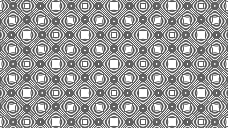 Graphic pattern in black and white with stroboscopic and hypnotic effect, while increasing in size and then reducing it.