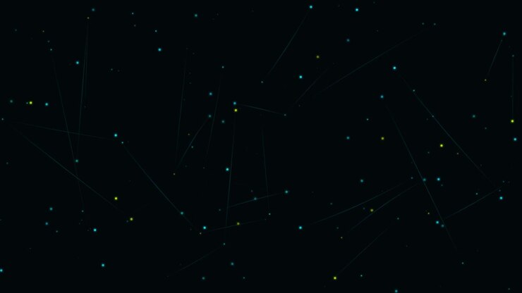 Abstract Motion Background with Floating Glowing Particles and Connecting Lines