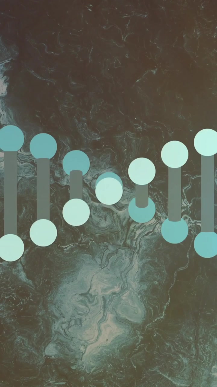 Animation of DNA strand on marbled background in blue and brown tones