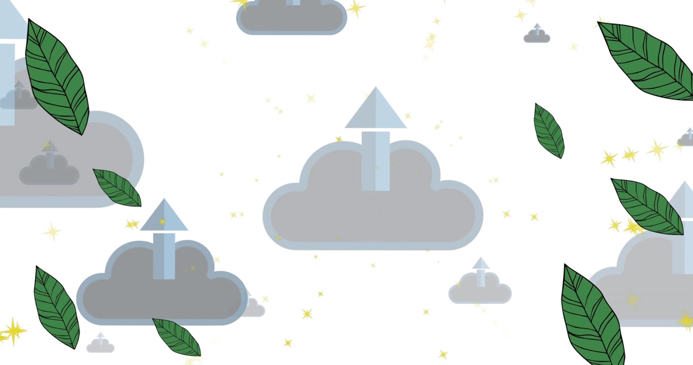 Animação de bolas cinzentas e neve caindo sobre árvores de Natal.