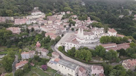 Sintra-National-Palace-or-Town-Palace,-landmark-royal-building-of-Sintra,-Portugal