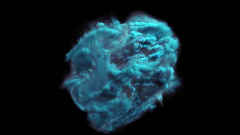 isolated abstract blue smoke with turbulent motion, multi-color powder, fog, smoke explosion. alpha channel with black/white matte for post-production, digital composition. 3d render loop